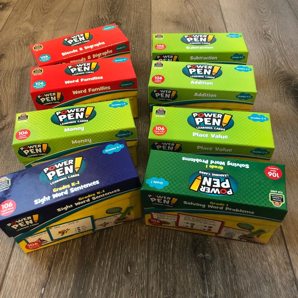 Lot Power Pen Learing Cards Grade Levels Sight Words Place Value Addition Money